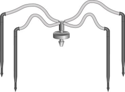 Netafim 4-Way 18" Flat MOD w/Angle Arrow Dripper White, 25/pack